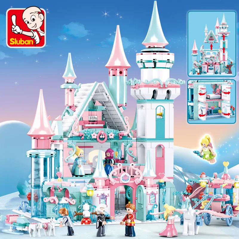 SDangan-décennie s de construction de château de glace et de neige pour filles, maisons de palais, princesse, enfants, amis, briques de bricolage, jouets, cadeaux de Noël, 1314 pièces