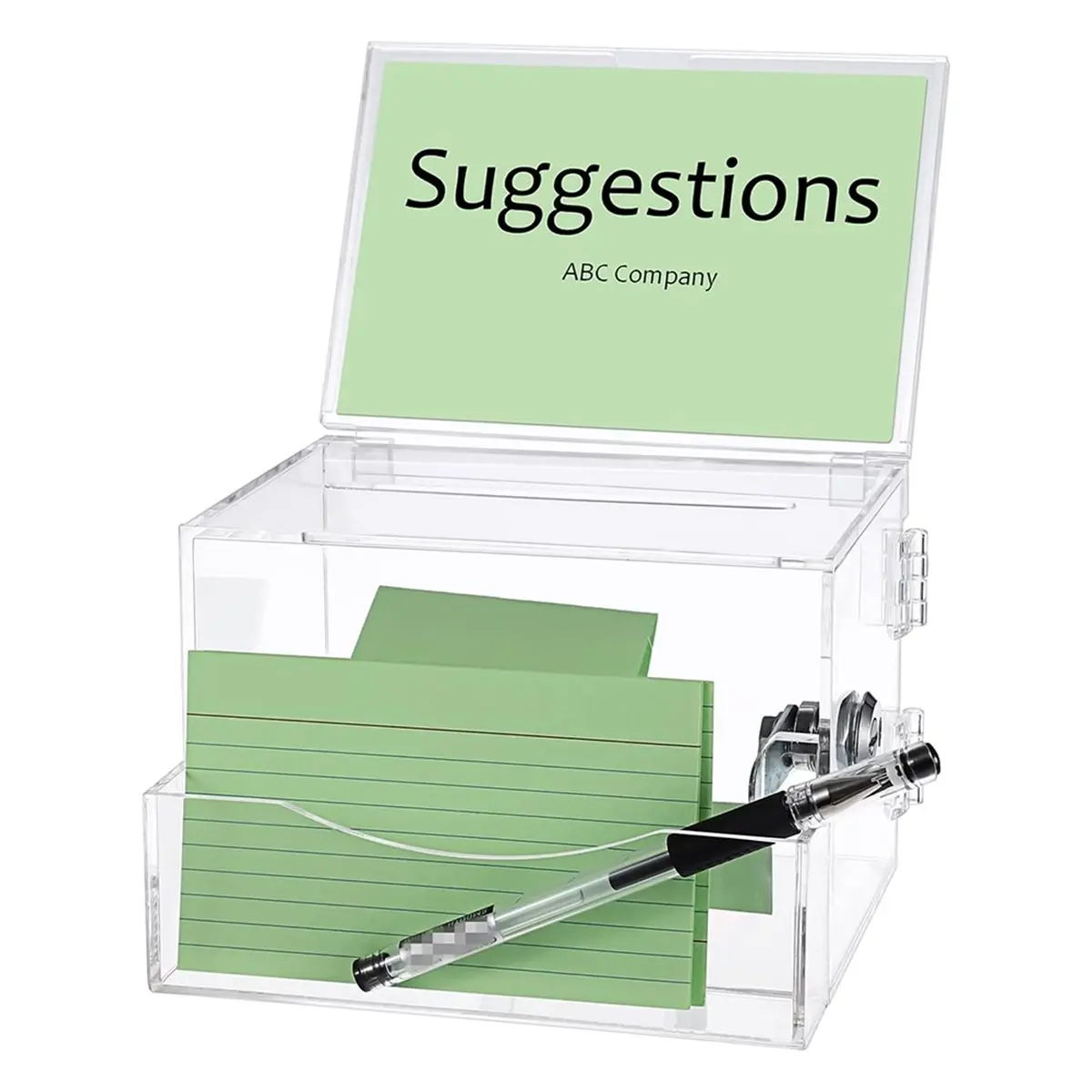 【AT48】 NEW Acrylic Suggestion Box with Lock, Donation and Tip Box with Sign Holder, Ideal for Voting and Collecting Mail