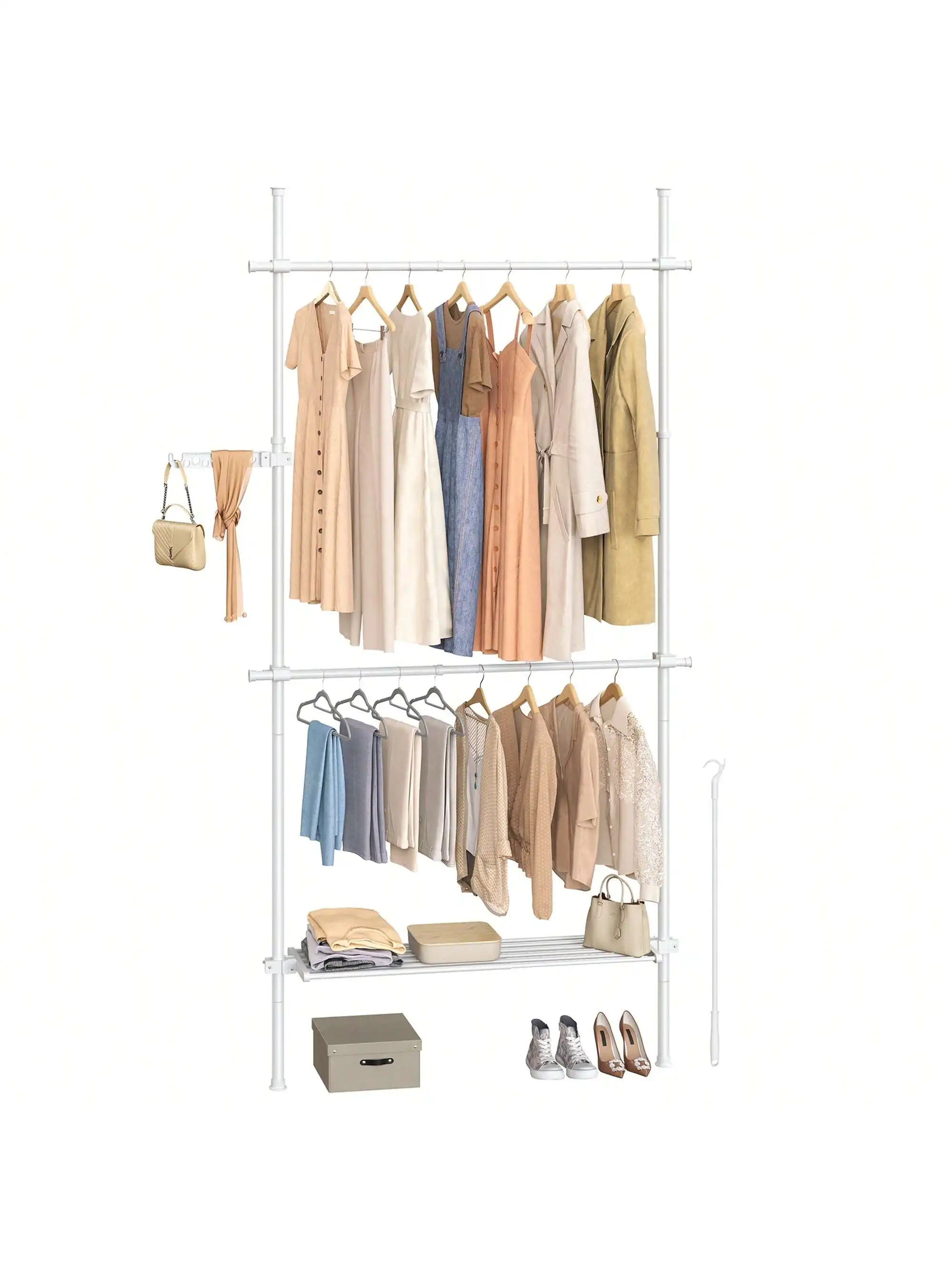 SONGMICS stendibiancheria da pavimento a soffitto, cremagliera a 3 livelli, regolabile in altezza,