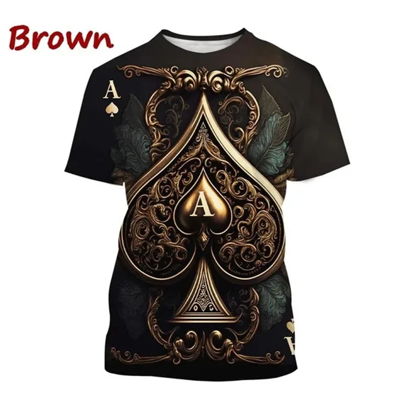 New Ace Of Spades 3D Printed Funny T-shirt Chess And Poker Pattern Men's And Women's Fashion O Neck Short-sleeved Casual Tops