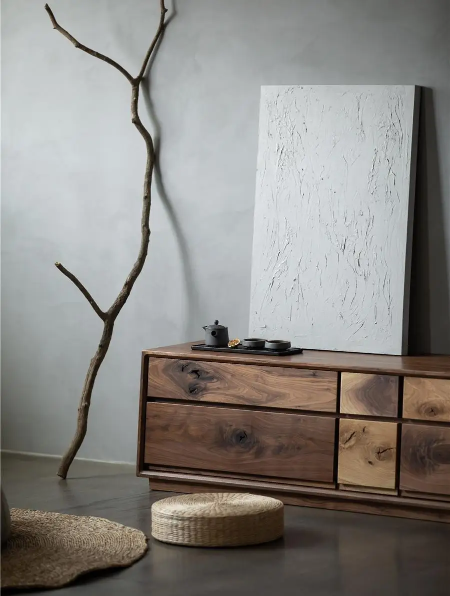 # Modern Style TV Cabinet Living Room Storage Cabinet with Drawers Vintage Design Solid Wood Material Living Room Furniture