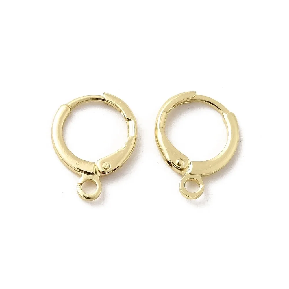 60pcs Huggie Hoop Earring Findings 18K Gold Plated Brass Lever Back Earring Hook Gold Huggie Earring with Loop for Men Women