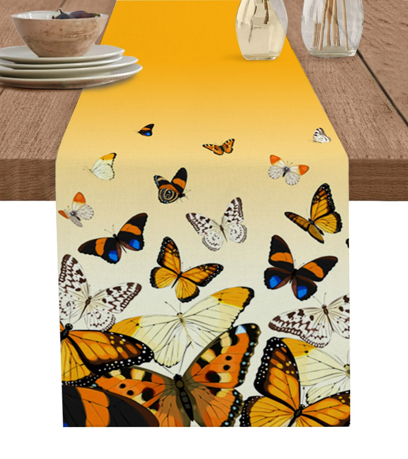 

Pastoral Butterfly Orange Gradient Table Runner Decoration Home Decor Dinner Table Decoration Table Decor