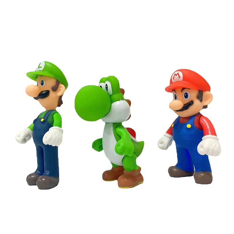 3Pcs Super Mario Bros PVC Action Figure Toys Dolls 4.4inch Mario Luigi Yoshi Model Set for Kids Birthday Gifts image 2