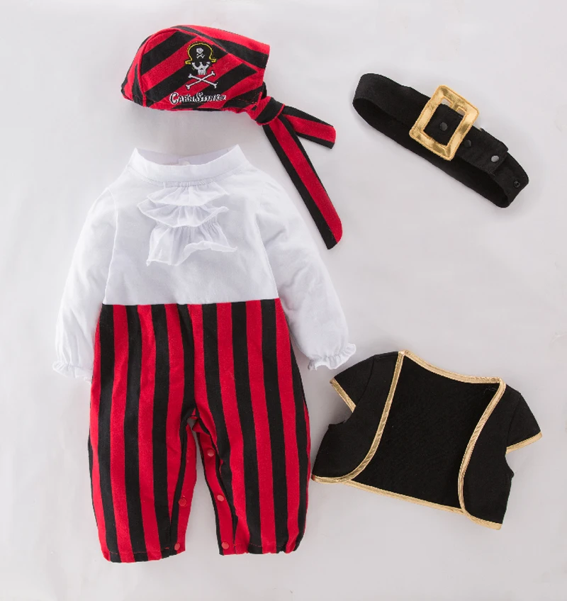 Umorden Captain Pirate Costume Romper Jumpuit Set for Baby Boys Toddler Halloween Christmas Birthday Party Cosplay Clothes