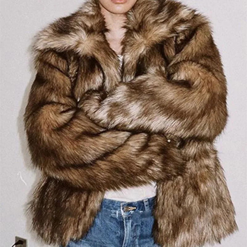2025 معطف الفرو الاصطناعي الشتاء سميكة الدافئة شعر أشعث فو الراكون معطف الفرو رجل طويل الأكمام عالية الجودة الفاخرة رقيق سترة