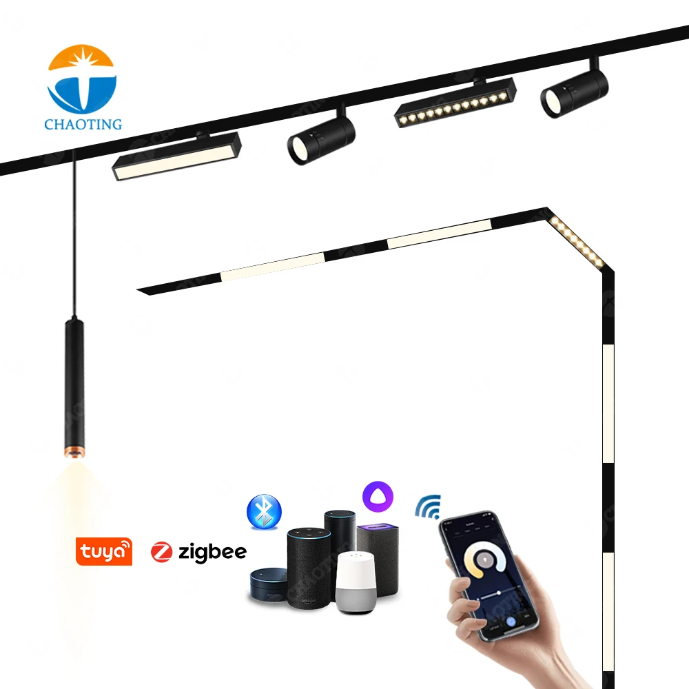 Magnetic Lights Track Remote WIFI TUYA APP Control CCT 2700K-6500K Adjustable Spotlight Dimmable COB LED Track Light