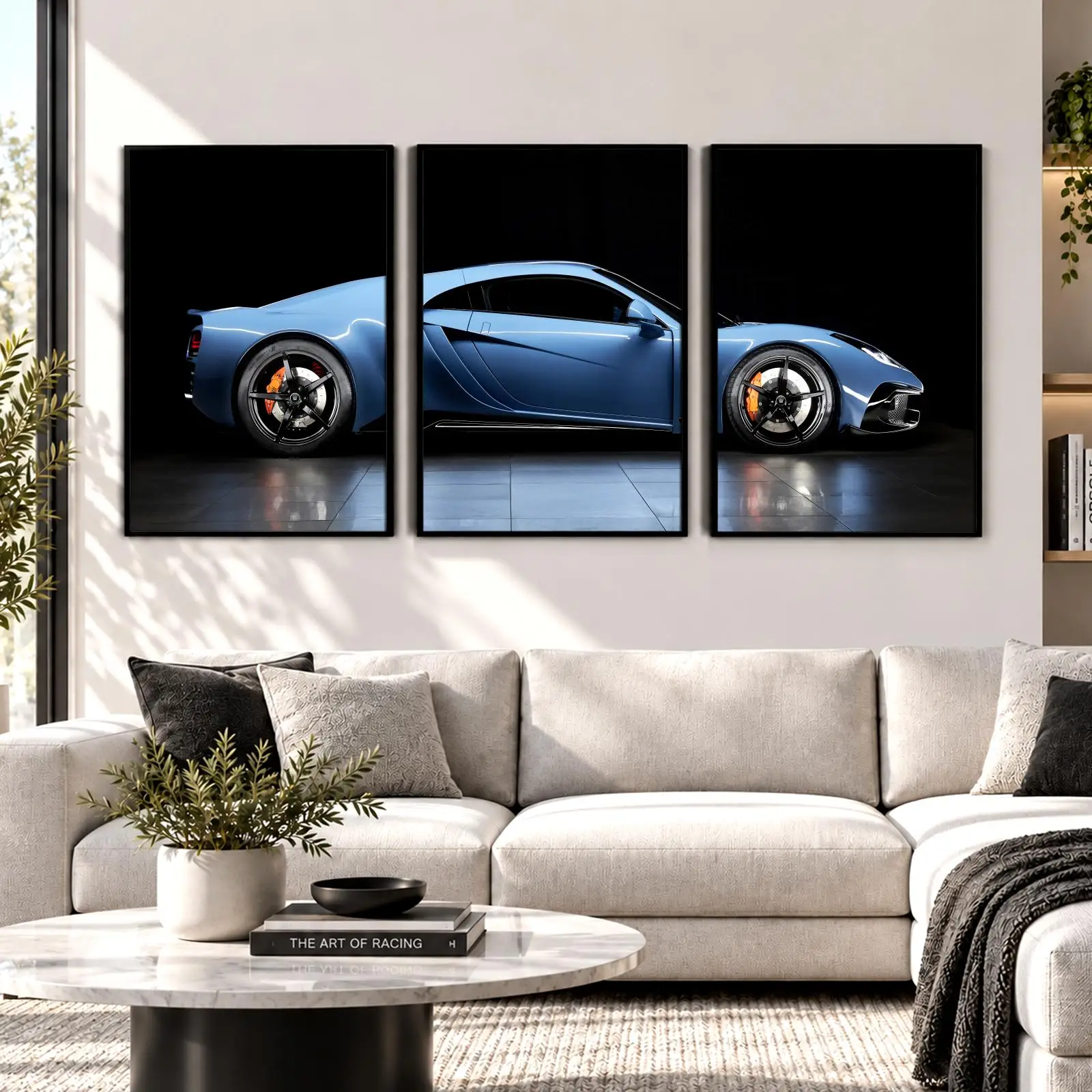 Blue Track Racing Coupe Painting Calligraphy Wall Art Canvas Poster Collection Prints for Bedroom Living Room Home Decoration