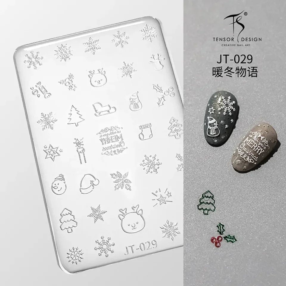 Lace Snowflake Winter Snowman Deer Christmas Elk Bow Nail Art Accessories Manicure Tool Silicone Carving Mold Mould DIY Template