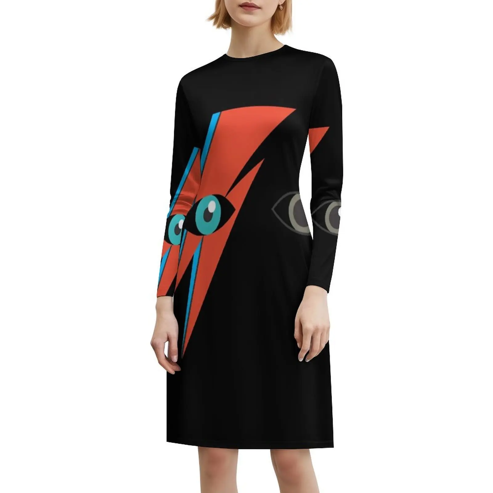 Bowie ( Aladdin Sane ) Women's Streetwear Party Dress Trendy Print Club Clothing For Female Bowie Aladdin Sane Womens Dresses #6