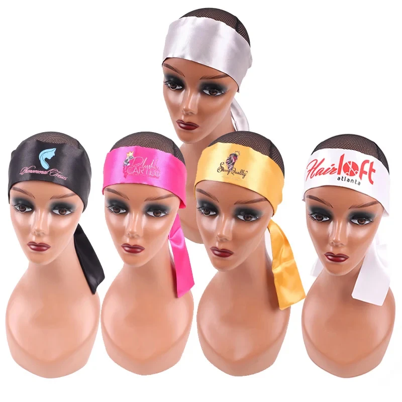 Satin Edge Headband com Logotipo Personalizado, Lenço de Seda Deitado, Lace Frontal Wig Bands, No Slip Hair Wrap, Peruca Acessórios, 10PCs