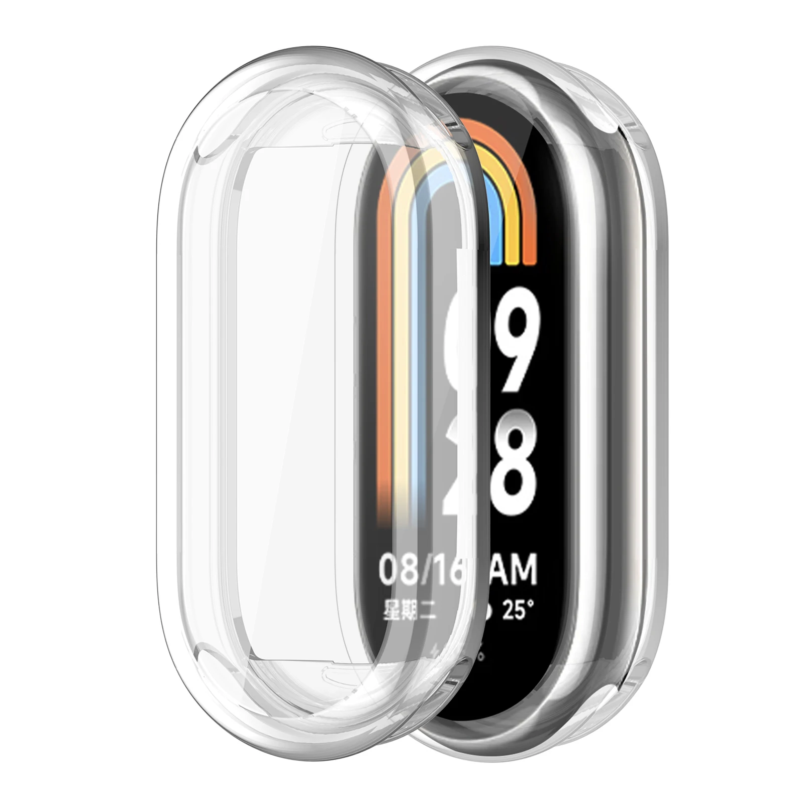 Funda protectora suave de TPU para Xiaomi Mi Band 8, carcasa protectora de pantalla completa, fundas chapadas en parachoques para reloj inteligente Mi Band 8