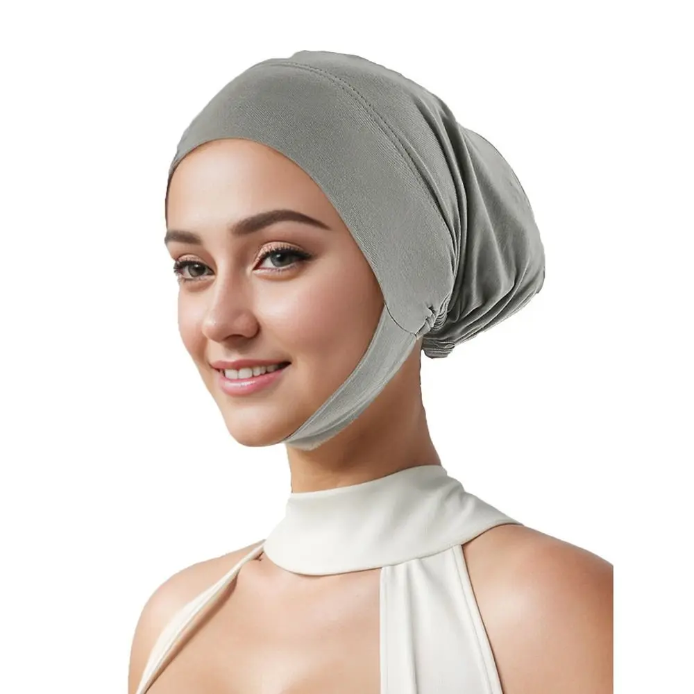 New Elastic Instant Hijab Tube Ready To Wear Ear Hole Inner Hijab Jersey Cotton Solid Undercap Tudung for Women