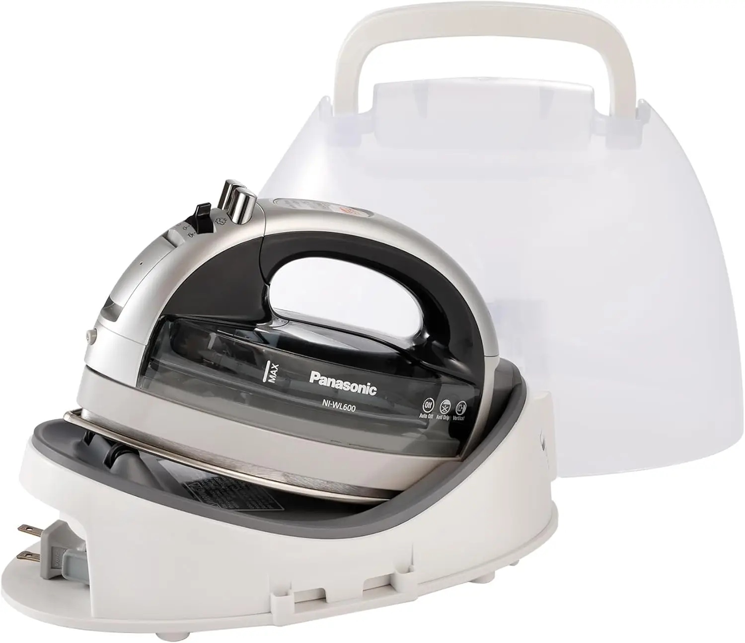 Panasonic NI-WL600 Cordless, Portable 1500W Contoured Multi-Directional Steam/Dry Iron, Stainless Steel Soleplate, Power Base an