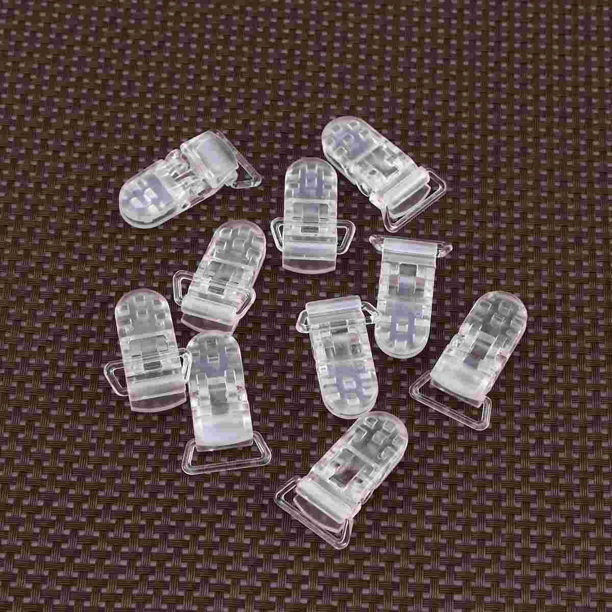 

10 Pcs T-shaped Clear Plastic Baby Pacifier Clips Badge Clips for Making Clips Straps plastic badge clips