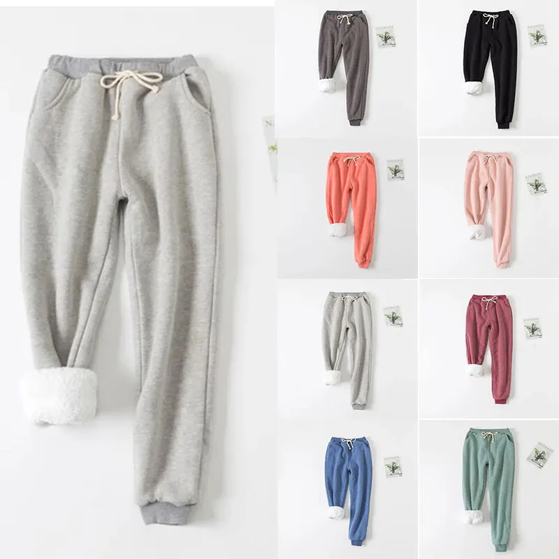 

Autumn Winter Women Fleece Sweatpants High Waisted Joggers With Pockets Joggers Fleece Pants