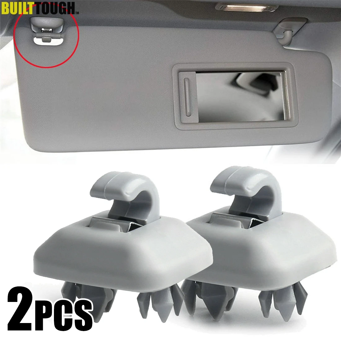 2Pcs Car Sun Visor Clip Gray Interior Hanger Hook Clip Bracket for Audi A1 A3 S3 A4 S4 Allroad A5 S5 Q3 Q5 8U0857562A Grey