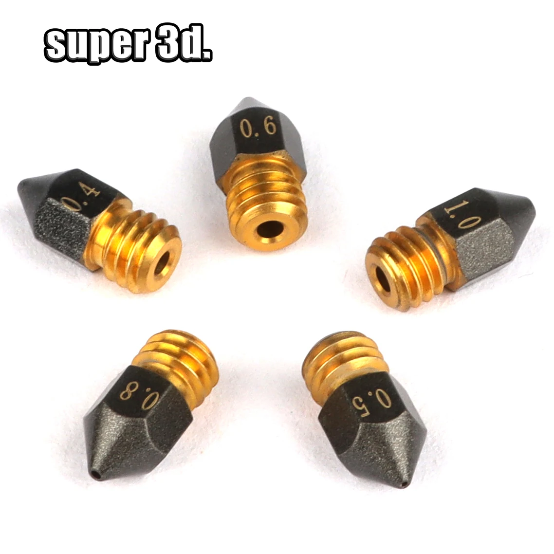 0.2/0.3/0.4/0.5/0.6/0.8/1.0mm MK8 Brass PTFE Coated Nozzle M6 Threaded Nozzle for 1.75mm For CR10 CR10S MK7 MK8 Hotend Extruder