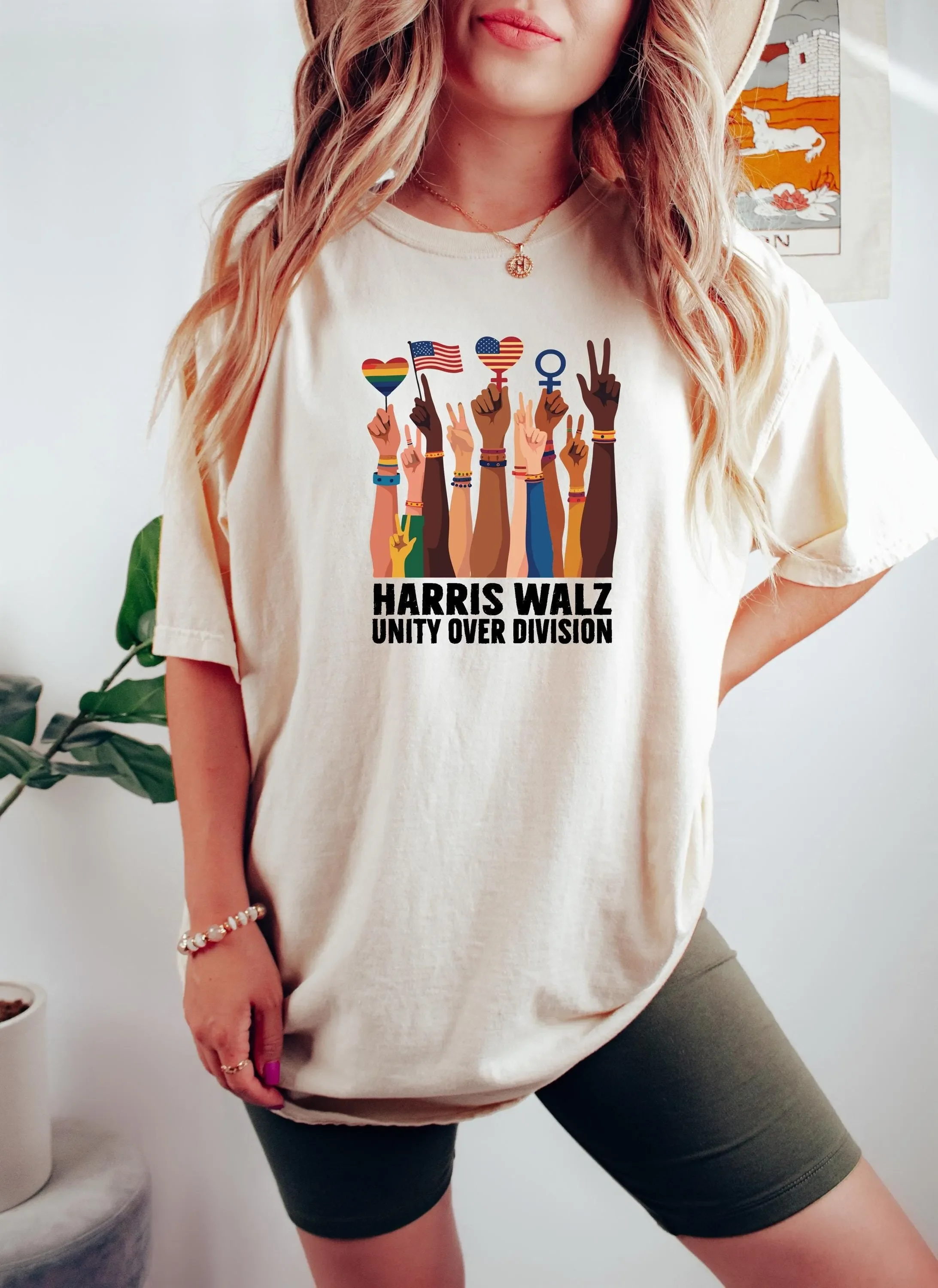 T-shirt Kamala Harris Tim Walz 2024 – Sweat-shirt électoral pour l'unité démocratique au-dessus de la division