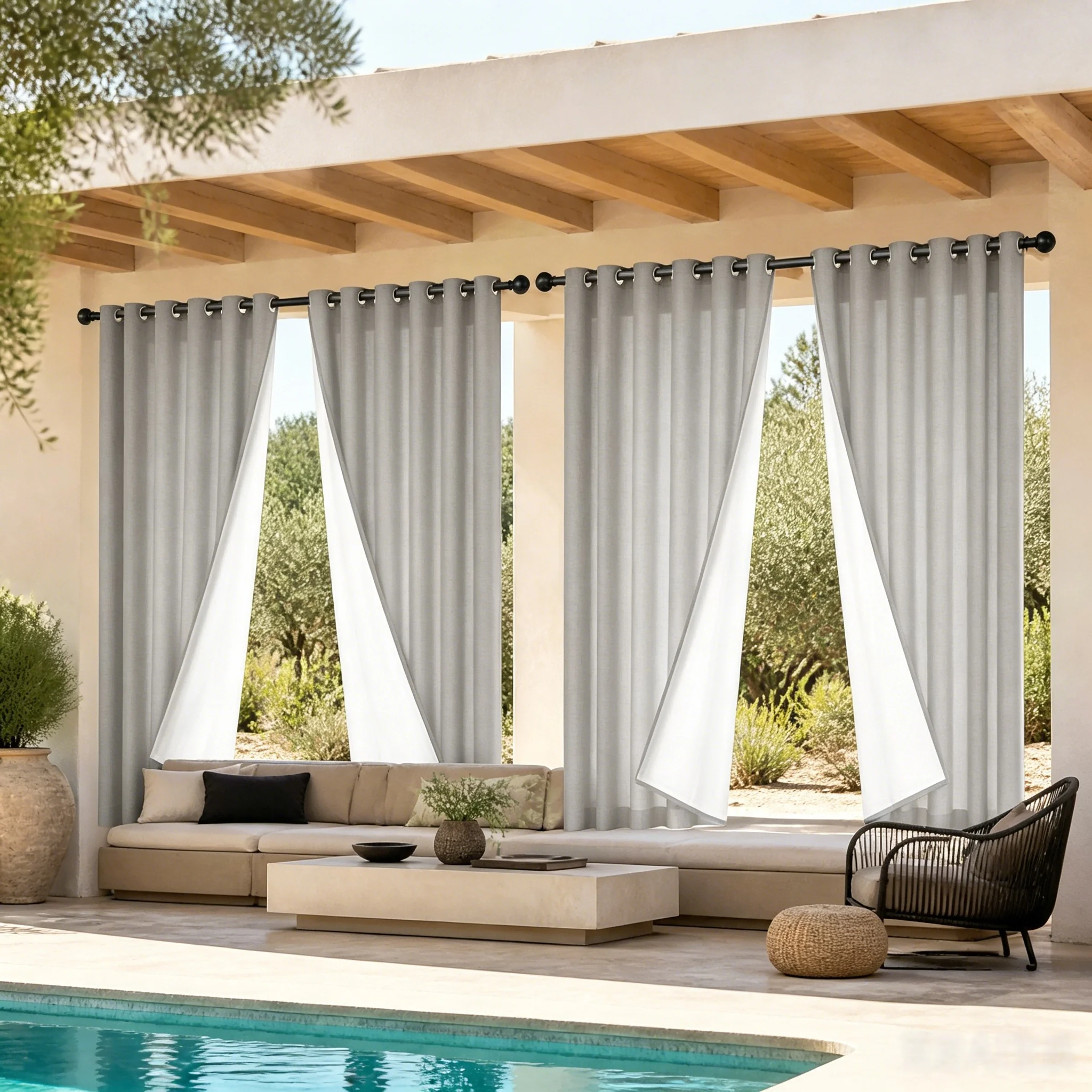 

Linen Textured 100% Blackout Curtains 4 Panels Energy Saving Washable Thermal Insulated Window Drapes 5 Colors