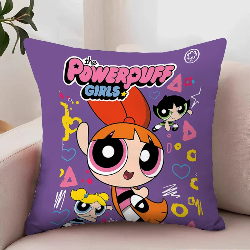 The P-Powerpuff Girls Decorative Pillow Cover 45x45 Cushions Covers Covers for Bed Pillows Aesthetic Room Decoration Home Decor