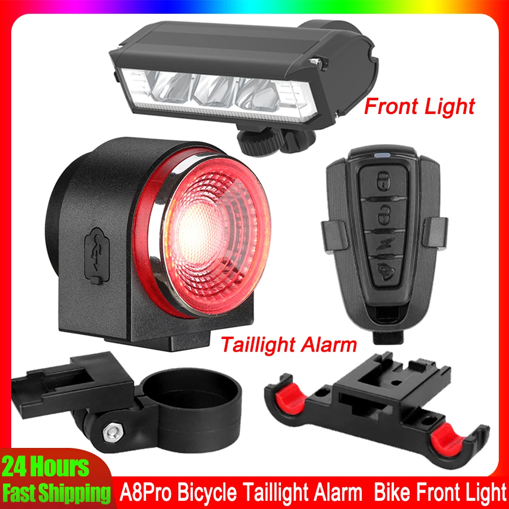 Elecpow A8Pro Bicycle Taillight Alarm And Bike Front Light Waterproof Rechargeable Remote Control Bike Rear Light