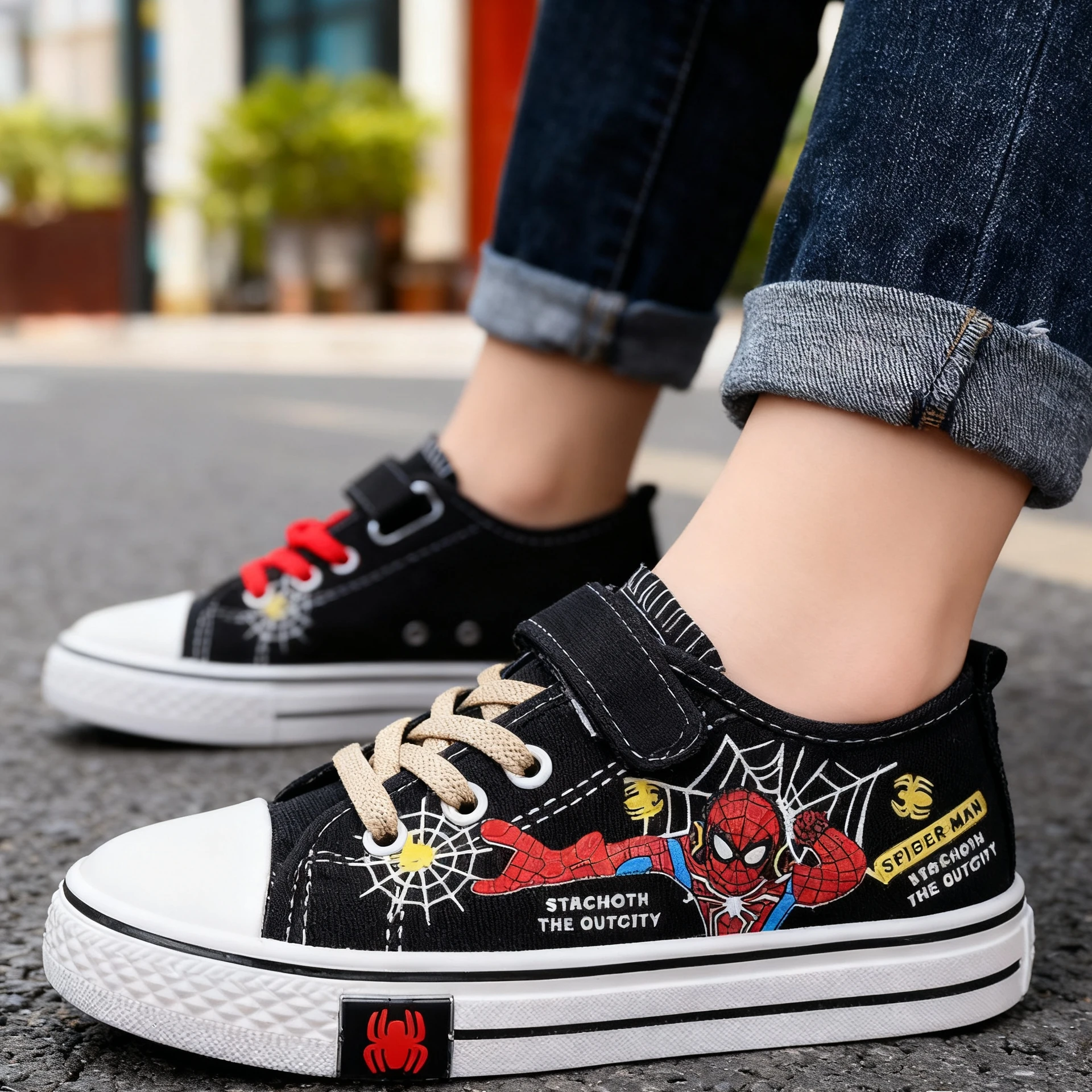 الأطفال قماش عارضة أحذية الأولاد الكرتون تشغيل أحذية رياضية الربيع أزياء المراهقين طفل أسود أحمر أحذية حجم 26-37 #5