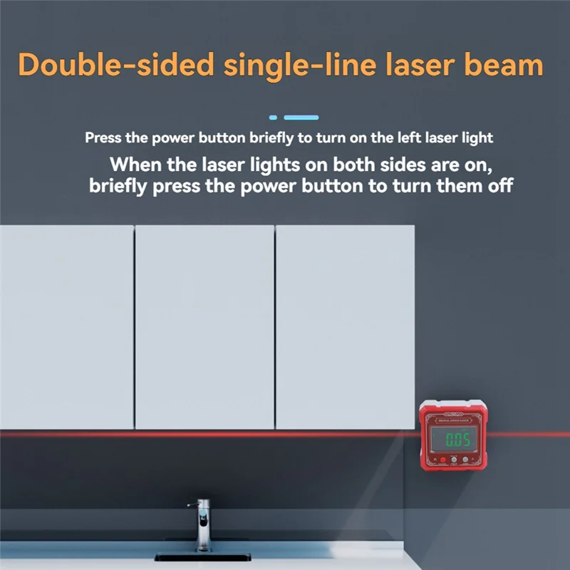 ABDJ-Digital Angle Measuring Instrument 4-Sided Magnetic Dual Laser Inclinometer With Tilt Detection Functionality