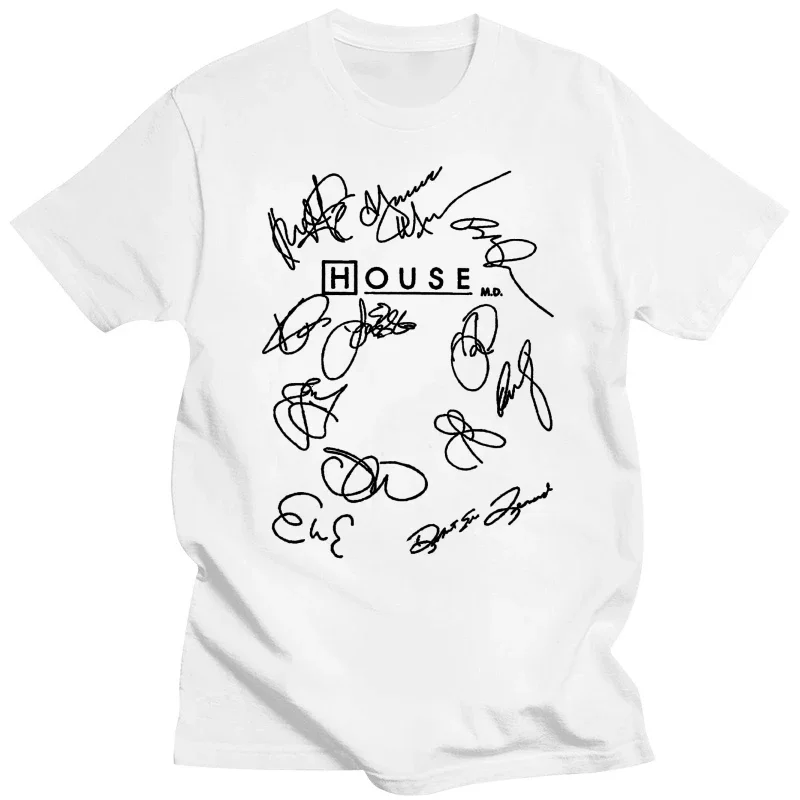 Men Dr House Tops 4xl 5xl Tee Shirt Round Neck Short Sleeve T-Shirts 100% Cotton House Md Script Awesome T Shirt  men clothing