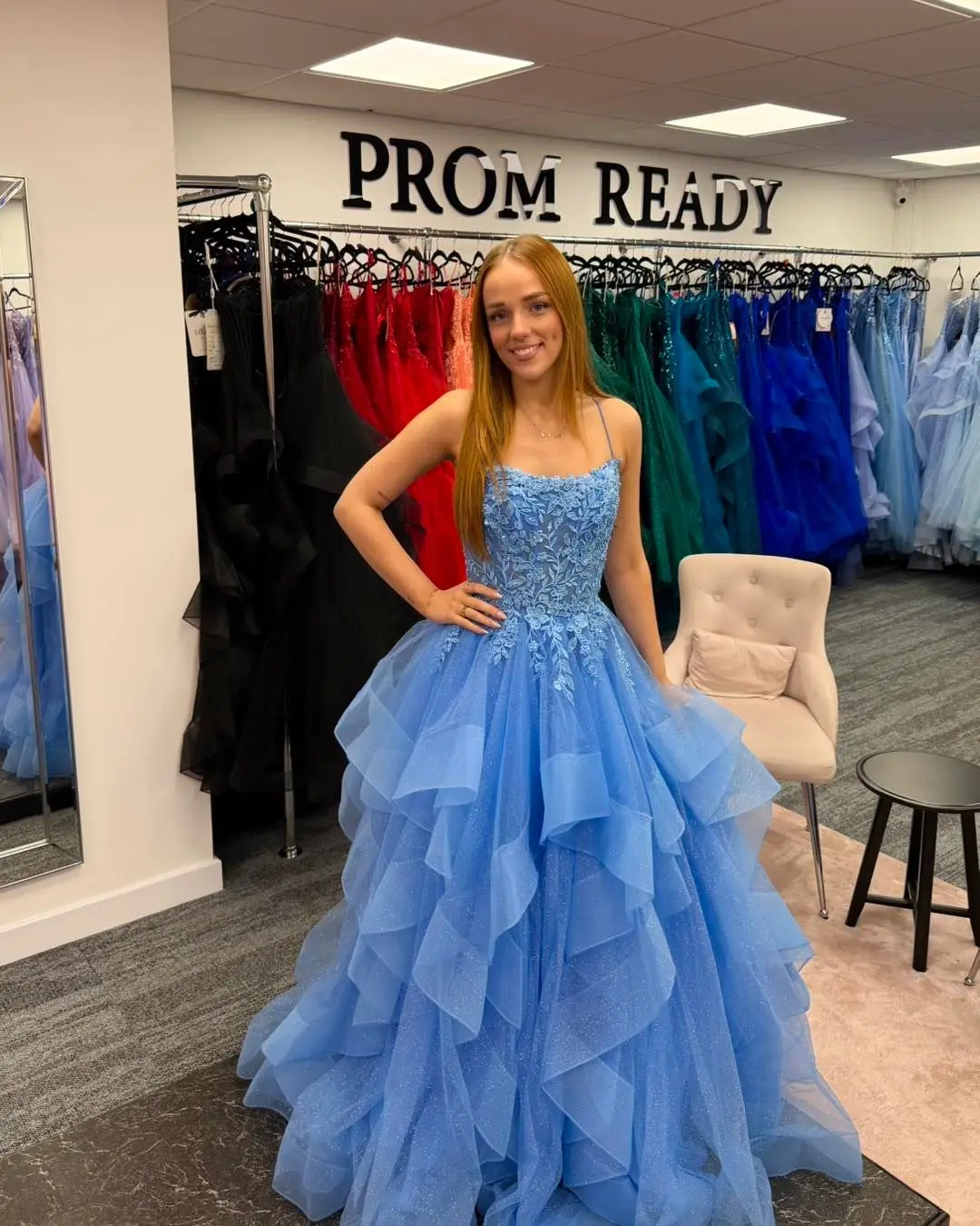 Elegant A Line Princess Tulle Evening Dress Lace Embroidery Applique Tiered Layers Ruffled Customized Luxury Prom Vestidos
