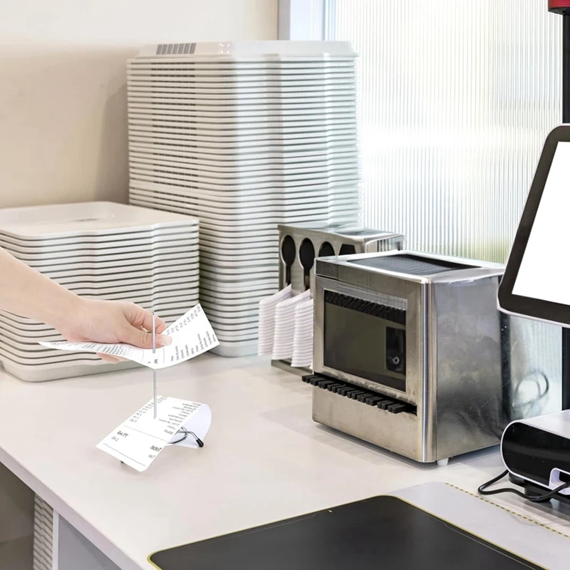 Top-10PCS Spindle, Paper Receipt Holder Spike, Stainless Steel Restaurant Ticket Stabber, Desk Straight Rod Bill Fork