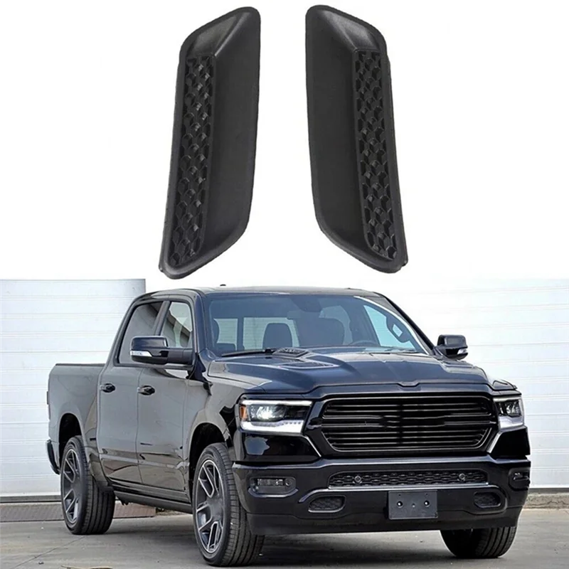 

1 Pair Front Side Hood Bezel Grille Cover Sport For Dodge Ram 1500 2010-2021 68324990AA 68324991AA
