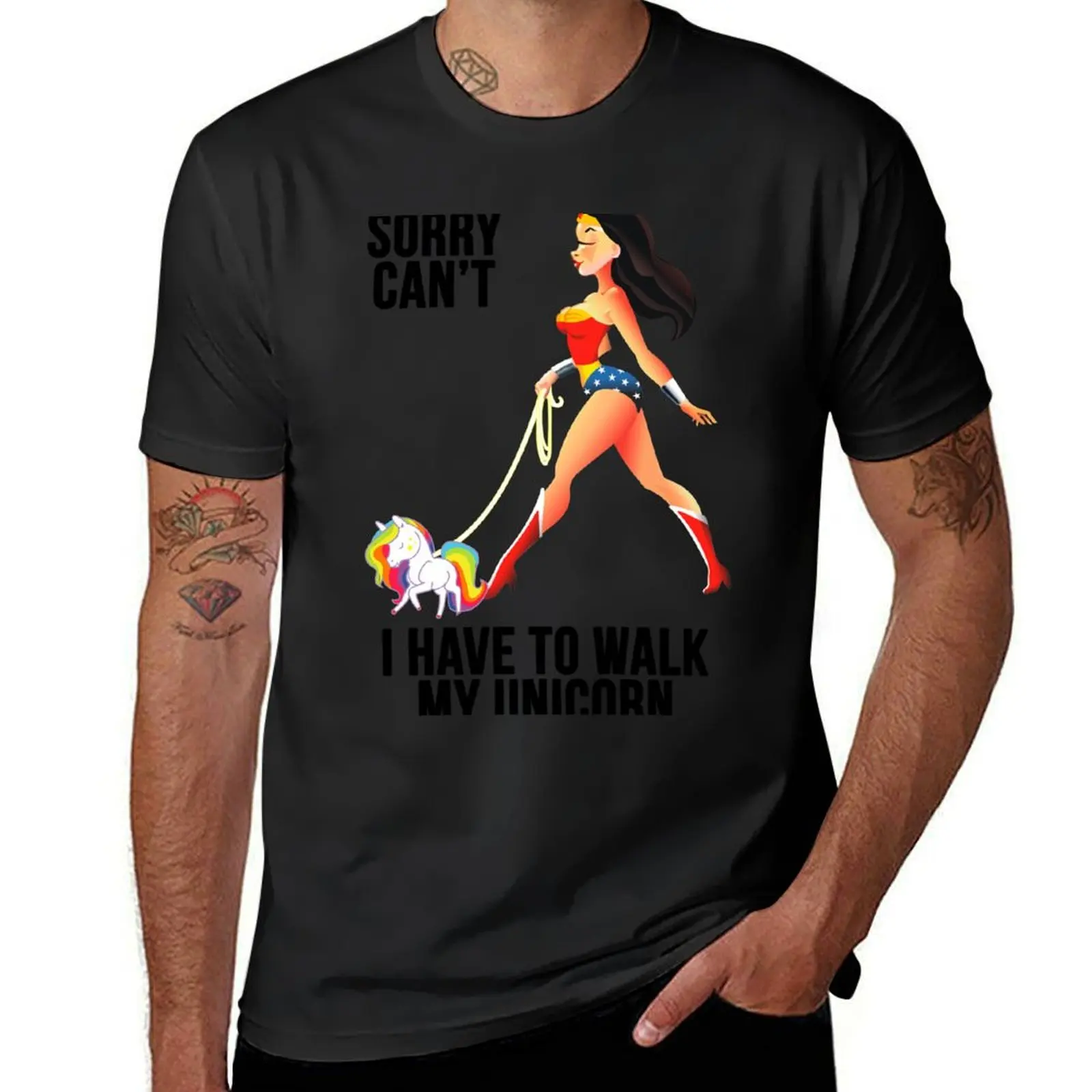 Sorry Can't I Have to Walk My Unicorn T-Shirt hippie clothes cute tops tees customs design your own plain t shirts men