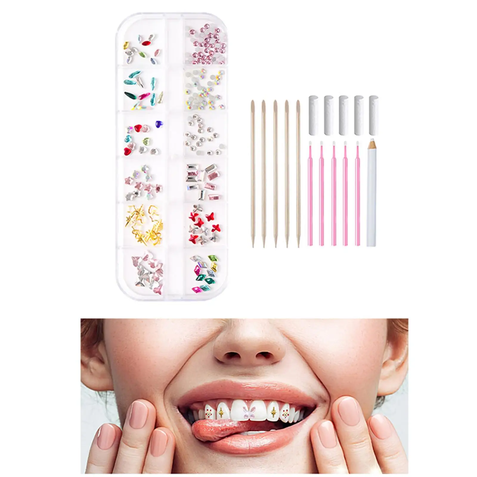 Decorative Teeth Jewelry Decor Colorful Easy to Use Beauty Salon Use Tooth GEM Kits for Holiday Festivals Parties Photoshoots