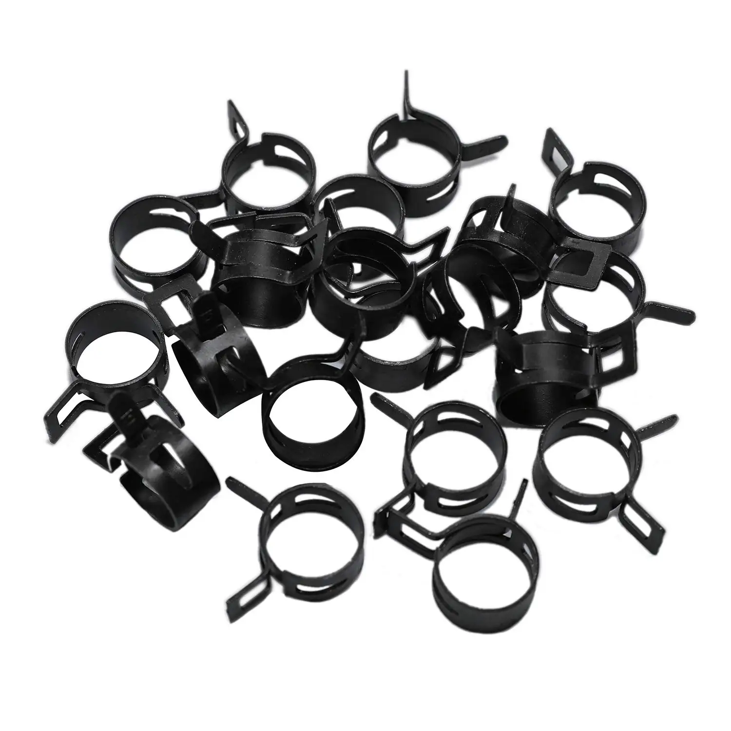 50pcs Fuel Hose Spring Clamp Black Clips Line Hose Water Pipe Air Tube Clamps Fastener 6-24mm Pipe Clamp for Plumbing пружина