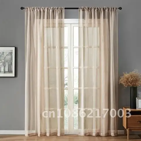 

Modern Solid White Tulle Window Curtains For Living Room Bedroom Decorations Panel Kitchen Sheer Voile Curtains Finished