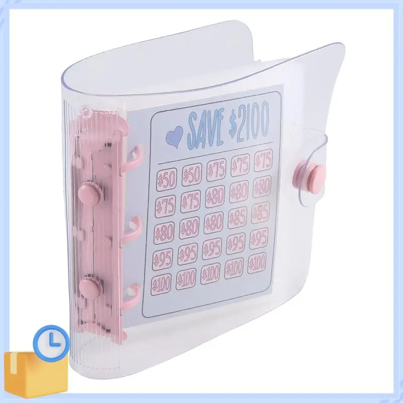 人気の2100貯金チャレンジバインダー、お金貯金チャレンジミニバジェットバインダー、PVCピンク、1個