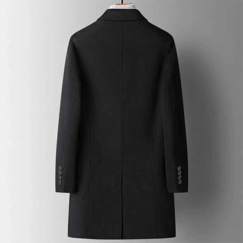 MRMT 2024 Brand New 100 Wool Lapel Double-Faced Tweed Coat Men's Long Down Detachable Liner Wool Coat Overcoat For Male