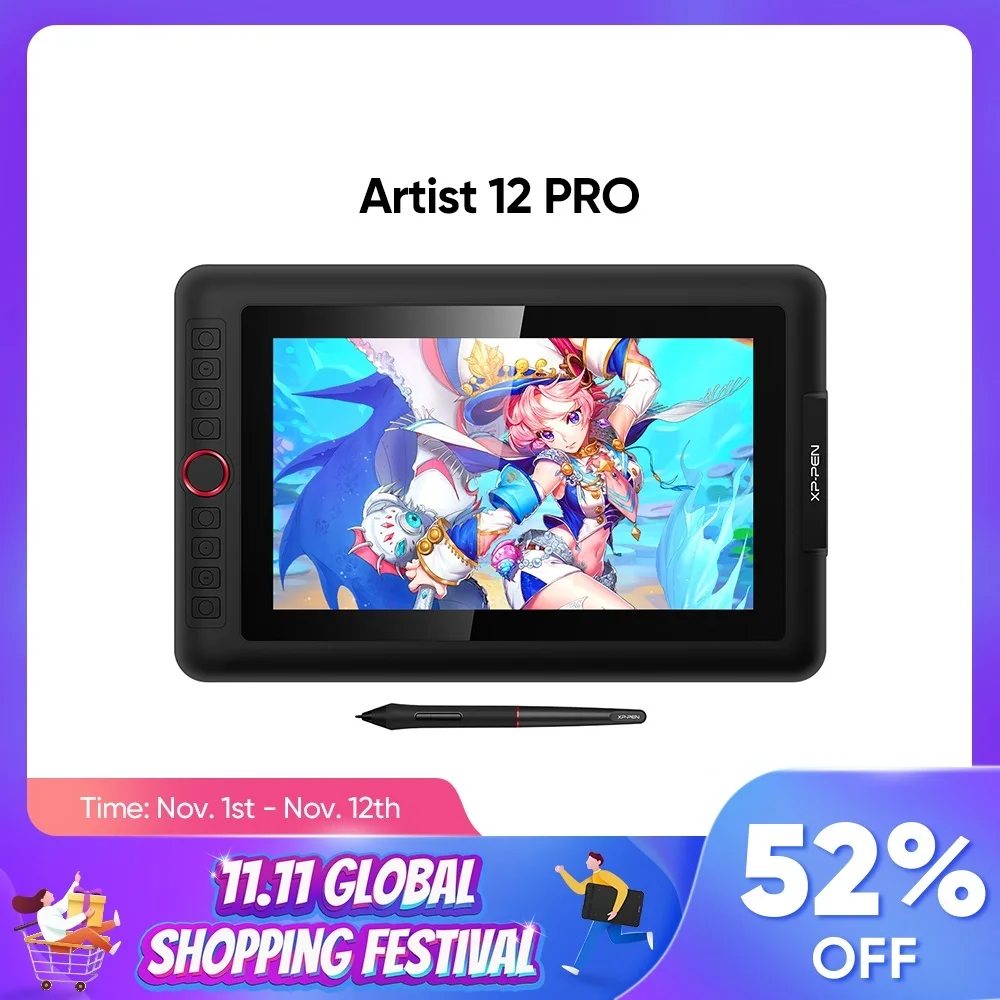 Top! Artist 12 Pro 11.6 Inches Graphics Tablet Drawing Tablet Monitor Display Animation Digital Art with Tilt 8192 Pressure