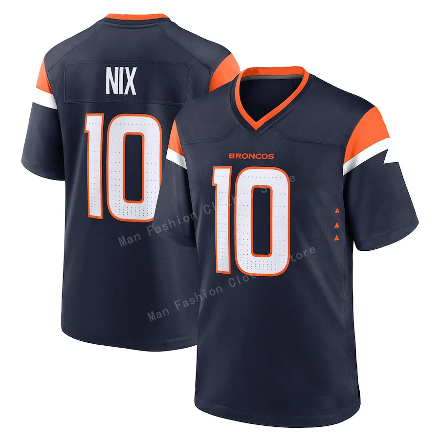 New Arriavl Summer Men Tshirt Rugby Jersey Bo Nix Denver Broncos No.10 Quick Drying Women Men T-Shirt Adult/ KID Jerseys Kit Top