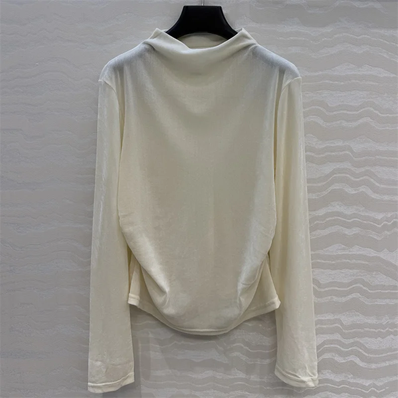 women's t-shirt 2026 Autumn New Elastic Slimming Women's Long Sleeve Top Irregular women's pullover irregular tops y2k corset
