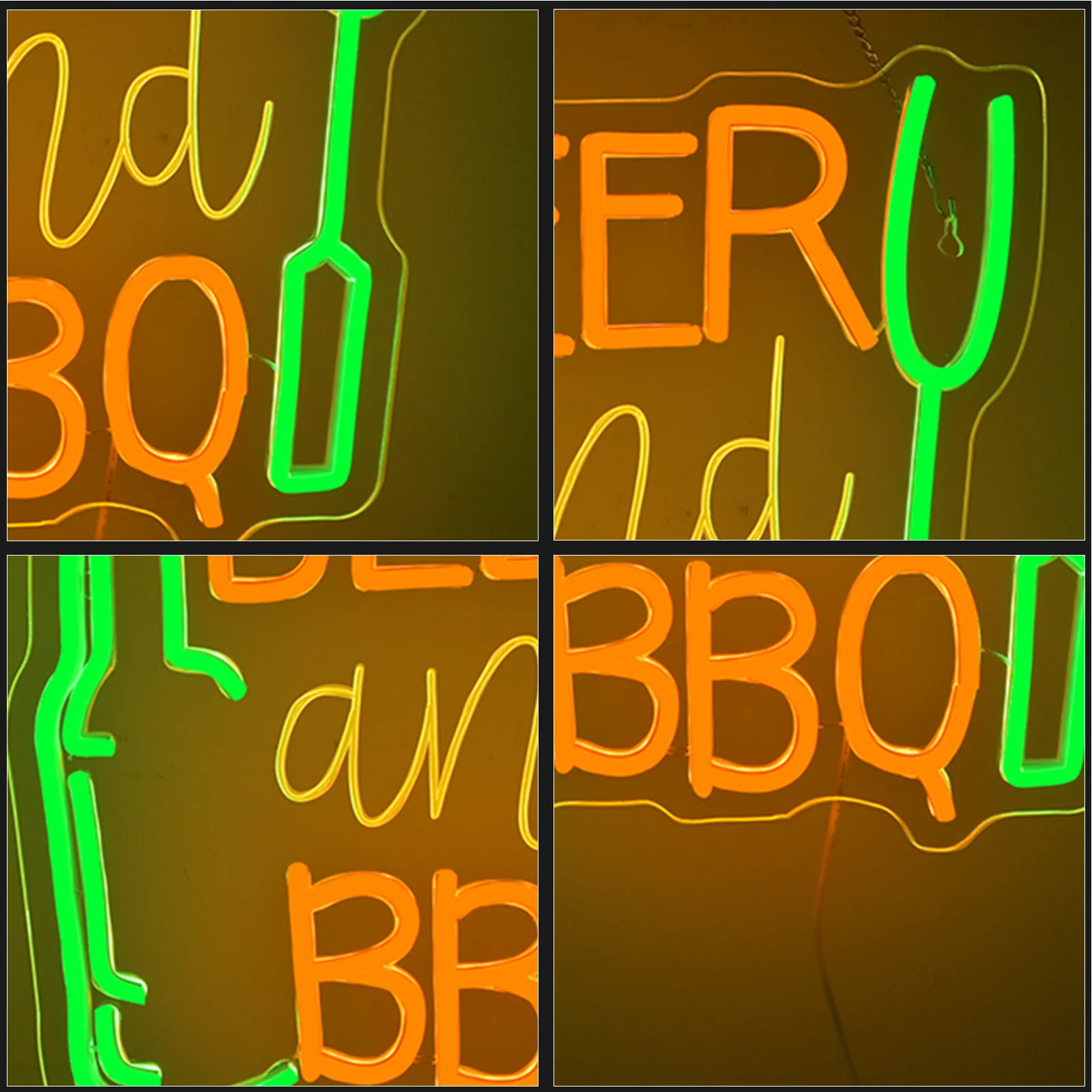 Beer and BBQ Neon Sign Dimmable LED Sign Wall Hanging Decor for Shop Signs Kitchen Dining Room Home Bar Wall Art Gifts