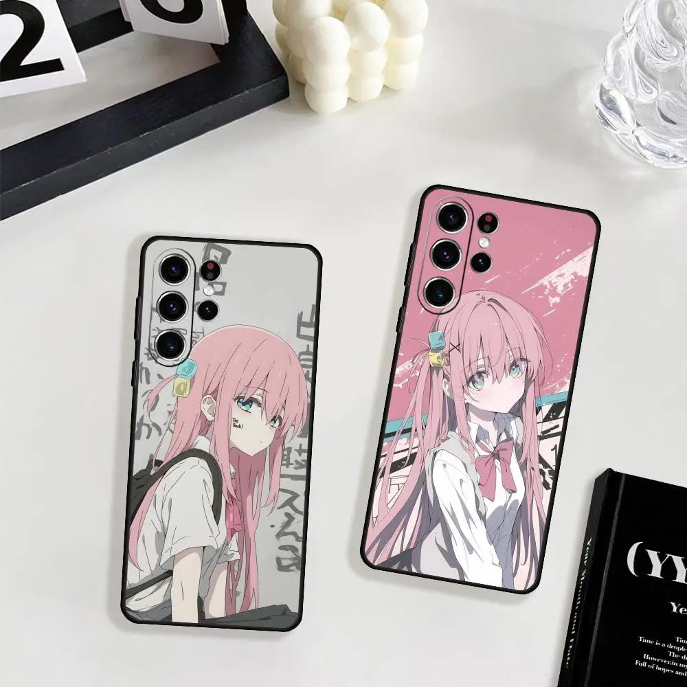 Bocchi the Rock Hitori Goto حافظة لهاتف سامسونج جالاكسي S25 S24 S23 S22 S21 S20 Plus Ultra Note20 Soft Black