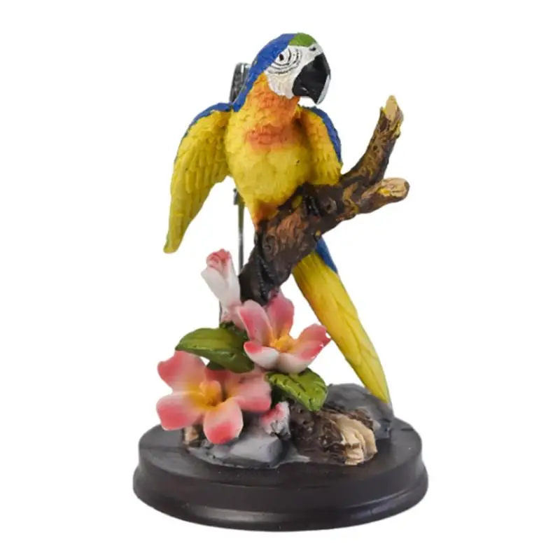 Macaw Decor Resin Animal Figurines 7.2 Inch Garden Statues Realistic Bird Figurine Waterproof Large Parrots Animal Sculpture For