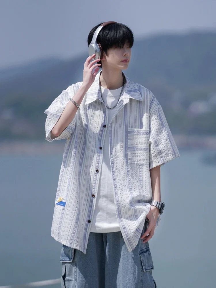 

Новая летняя футболка Sunine Clean Boys из ледяного шелка в полоску, свободного кроя, дышащая, тонкая, премиум-класса