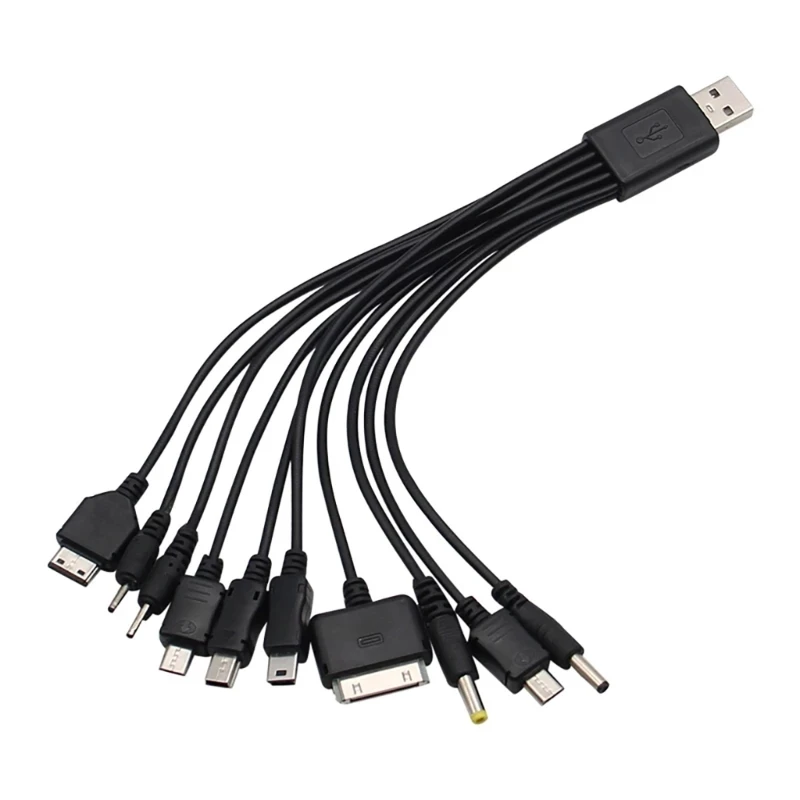 Cavo di ricarica universale da USB a Multi Plug per telefono cellulare cavo USB 10 in 1 per cavo di ricarica per Smartphone 20CM/7.87in