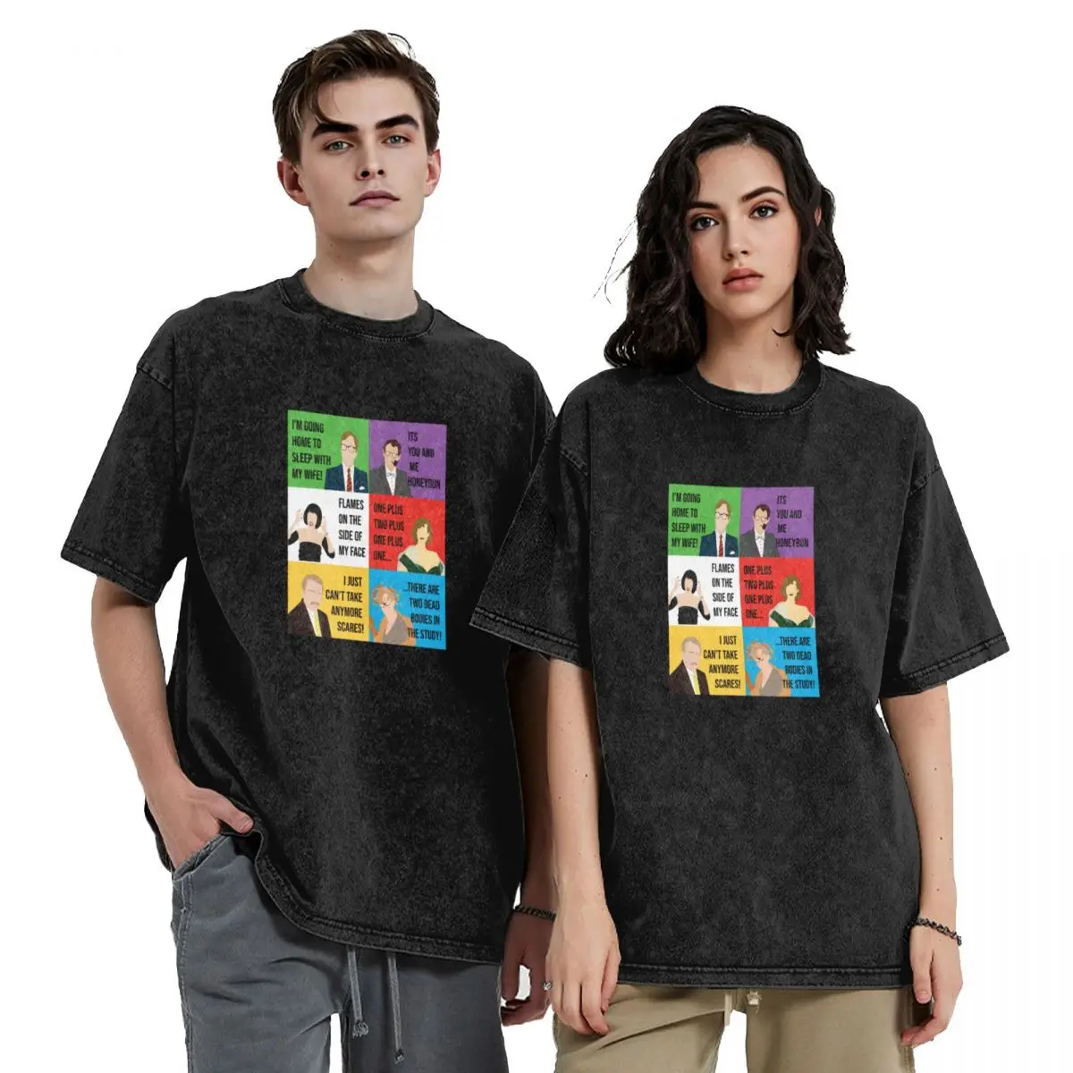 

Illustrated Clue Movie Character Quotes T-Shirt oversized graphic tee street wear topping customs fitted t shirts for men