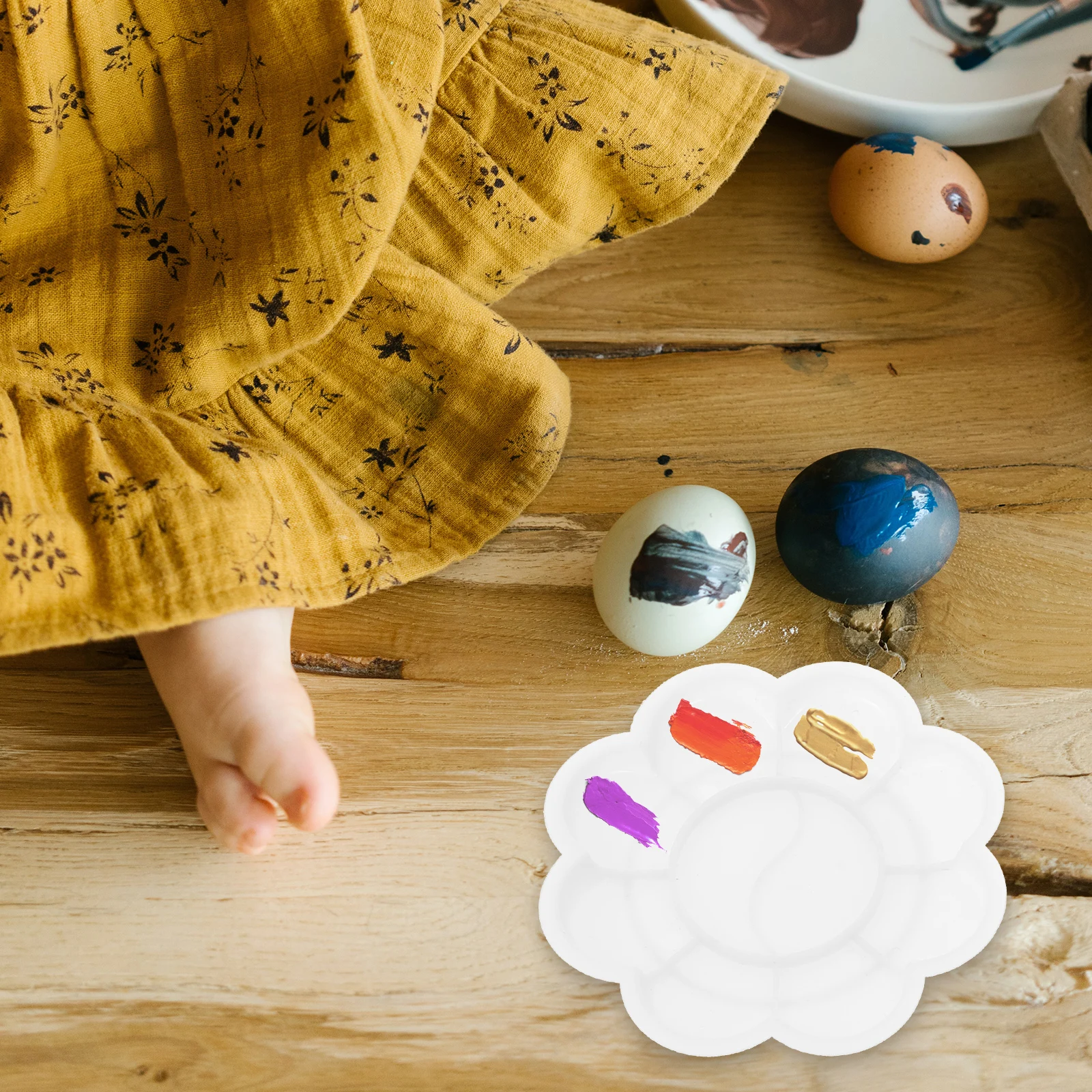 

100Pcs Art Paint Box Flower Shaped Color Fixing Plate Easy Clean Up for Painting Flower Shaped Painting Trays Plastic Pallets