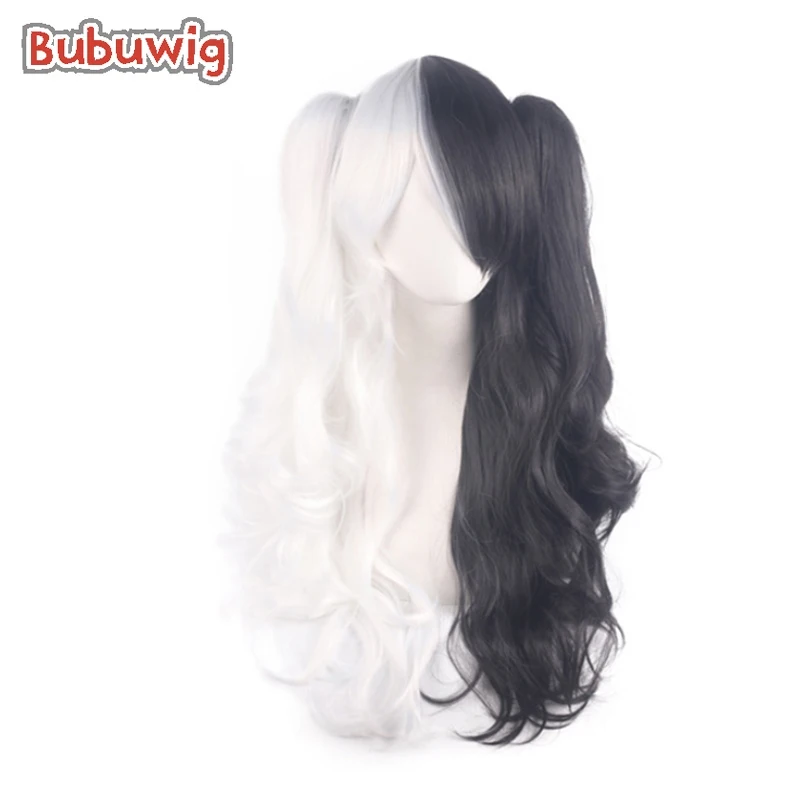 

Bubuwig Synthetic Hair 6 Colors Mixed Colored Curly Ponytail Wig 60cm Long Wave White And Black Cosplay Wigs Heat Resistant