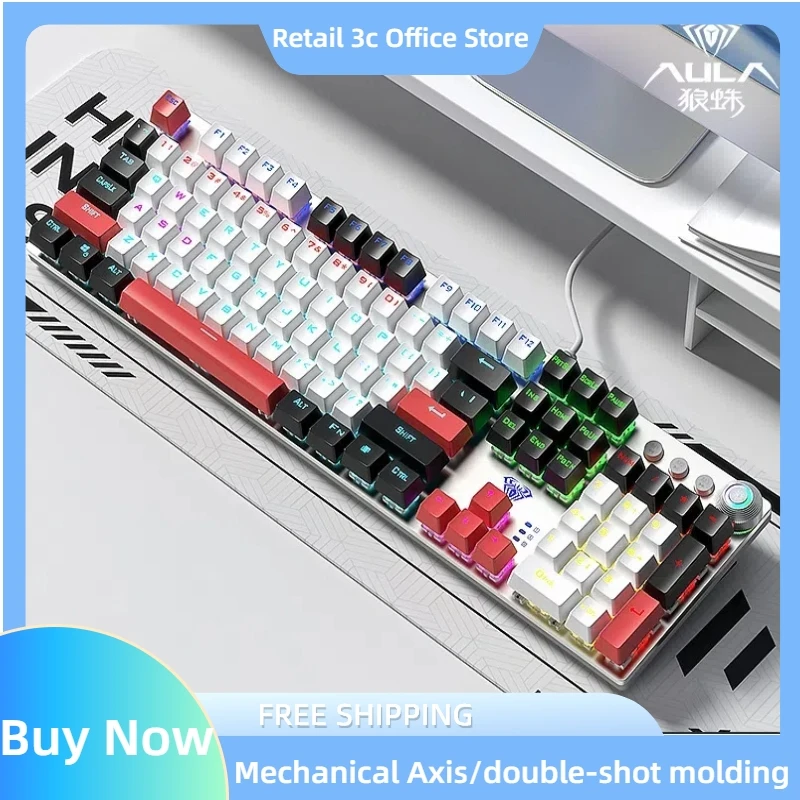 

Aula F2088 Wired Mechanical Keyboard 108 Keys Green Axis Tea Black Red Axis Electronic Sports Games Office Desktop Laptop